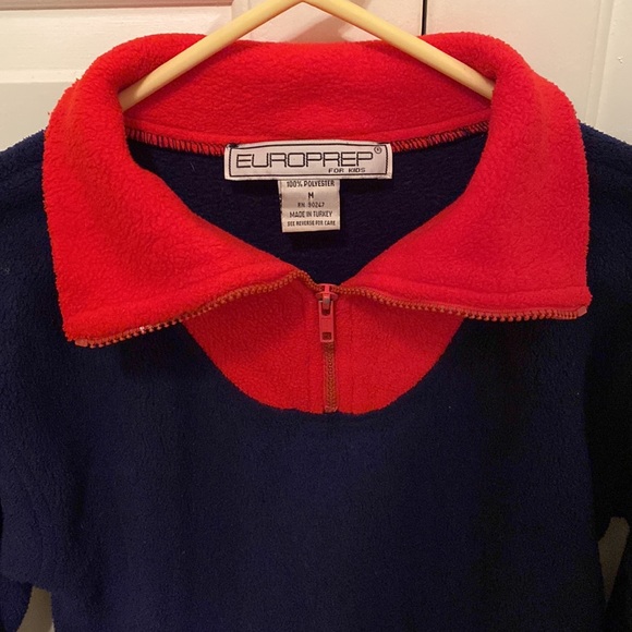 Navy and Red Polar Fleece Half Zip Top - Picture 3 of 4